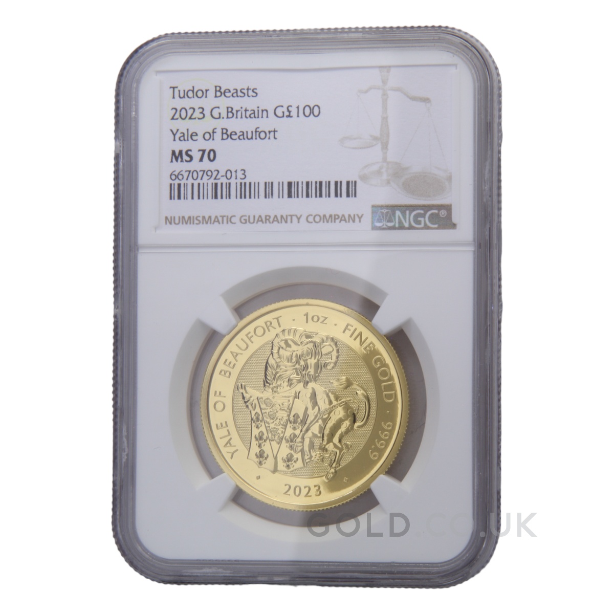 2023 Yale of Beaufort Gold Coin Tudor Beast 1oz NGC MS70