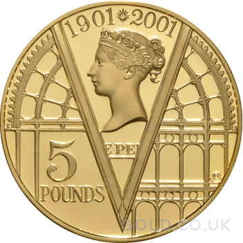 2001 Proof Gold Crown £5 Coin 100th Victoria Anniversary Boxed