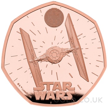 2024 50p TIE Fighter Star Wars Proof Gold Coin Boxed