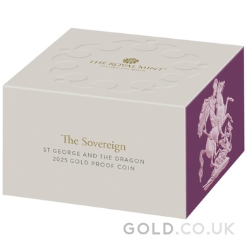 2025 Proof St George & The Dragon Gold Sovereign Coin Boxed