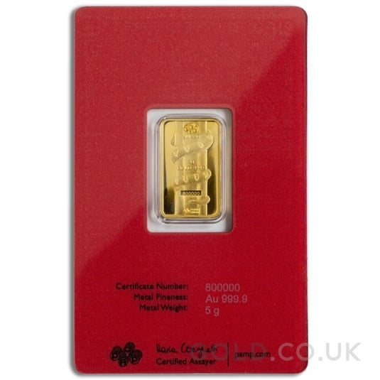 5g Gold Bar Year of the Snake PAMP