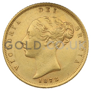 1873 Victoria Young Head Shield Back Gold Half Sovereign (London Mint)