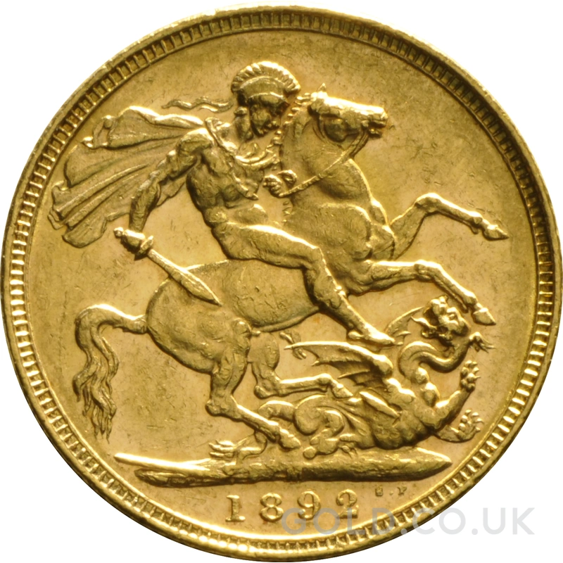 1892 Gold Sovereign Coin Queen Victoria Jubilee Head Melbourne
