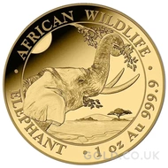 2023 Gold Somalian African Wildlife Elephant Coin 1oz