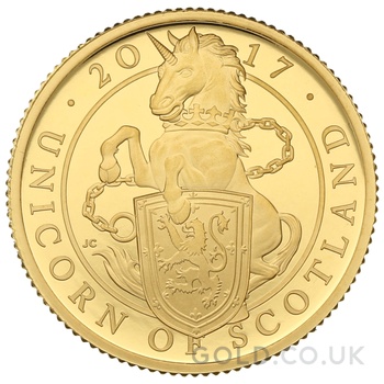 2017 1/4oz Proof Unicorn of Scotland Gold Coin Queen's Beasts Boxed