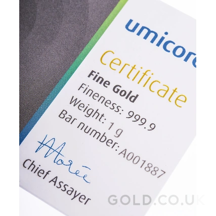 1g Gold Bar Umicore