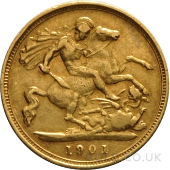 1901 Gold Half Sovereign Queen Victoria Old Head