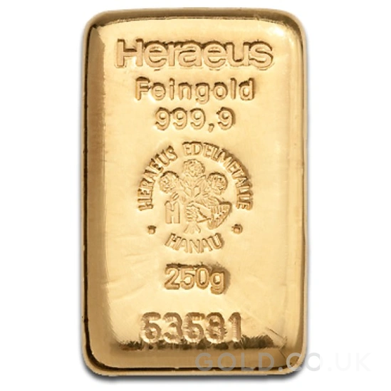 250g Gold Bar Heraeus