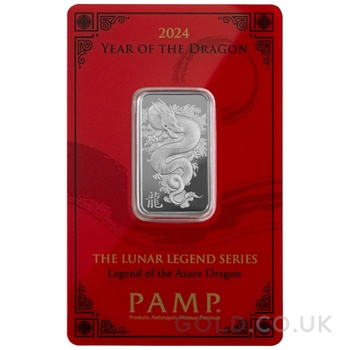 10g Silver Bar 2024 Year of the Dragon PAMP