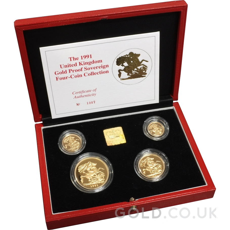 1991 Proof Gold Sovereign 4 Coin Set Boxed