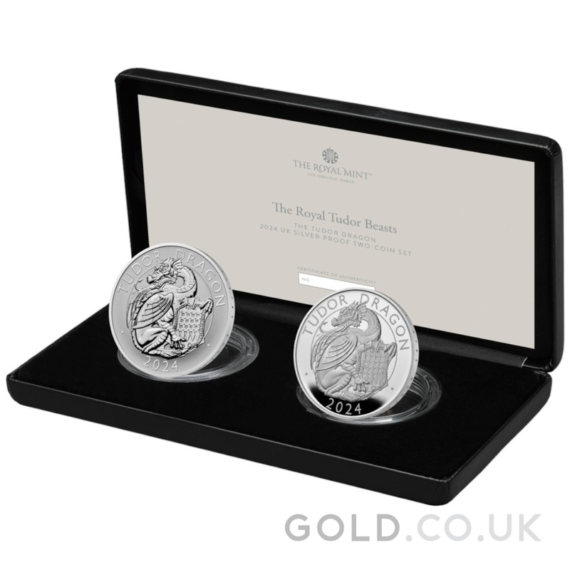 2024 Tudor Dragon - Tudor Beasts Silver Proof Two Coin Set Boxed