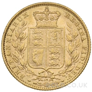 1872 Gold Sovereign Coin Shield Back Victoria