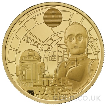 2023 1oz R2-D2 & C-3PO Star Wars Proof Gold Coin Boxed