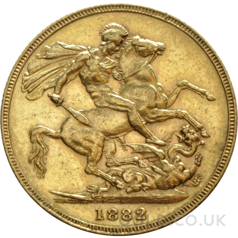 1882 Gold Sovereign Coin Queen Victoria Young Head Melbourne