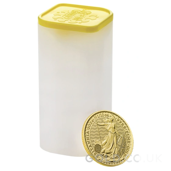 Tube of 25 2024 1/10oz Britannia Gold Coins