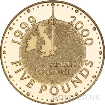 1999 2000 Proof Gold Crown £5 Coin  Millennium Boxed