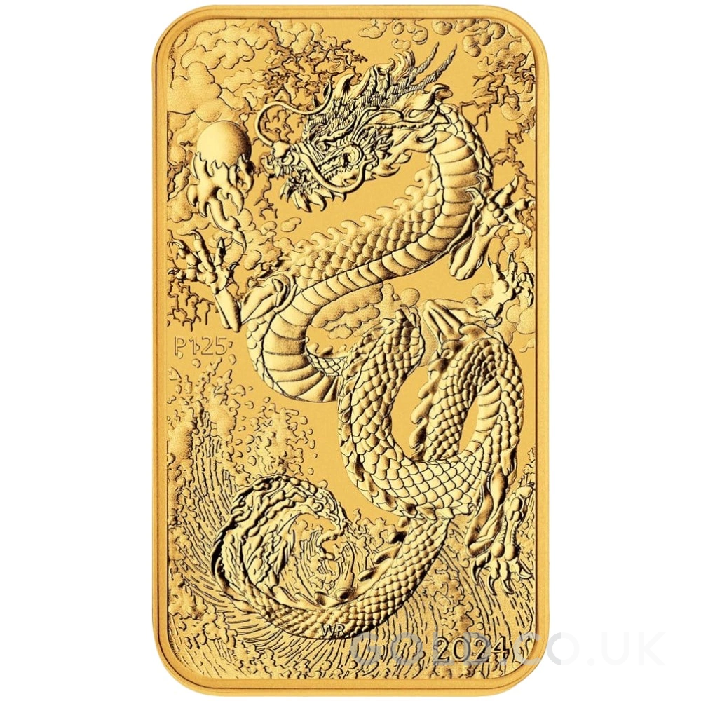 2024 Perth Mint 1oz Dragon Rectangular Gold Bar (Coin)