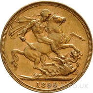 1890 Gold Sovereign Coin Victoria (M)