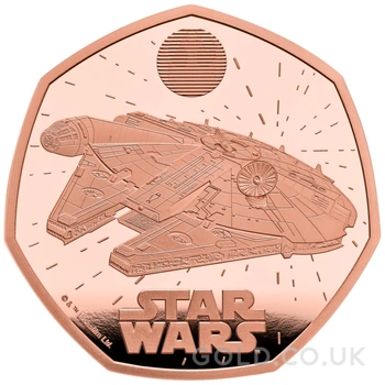 2024 50p Millennium Falcon Star Wars Proof Gold Coin Boxed