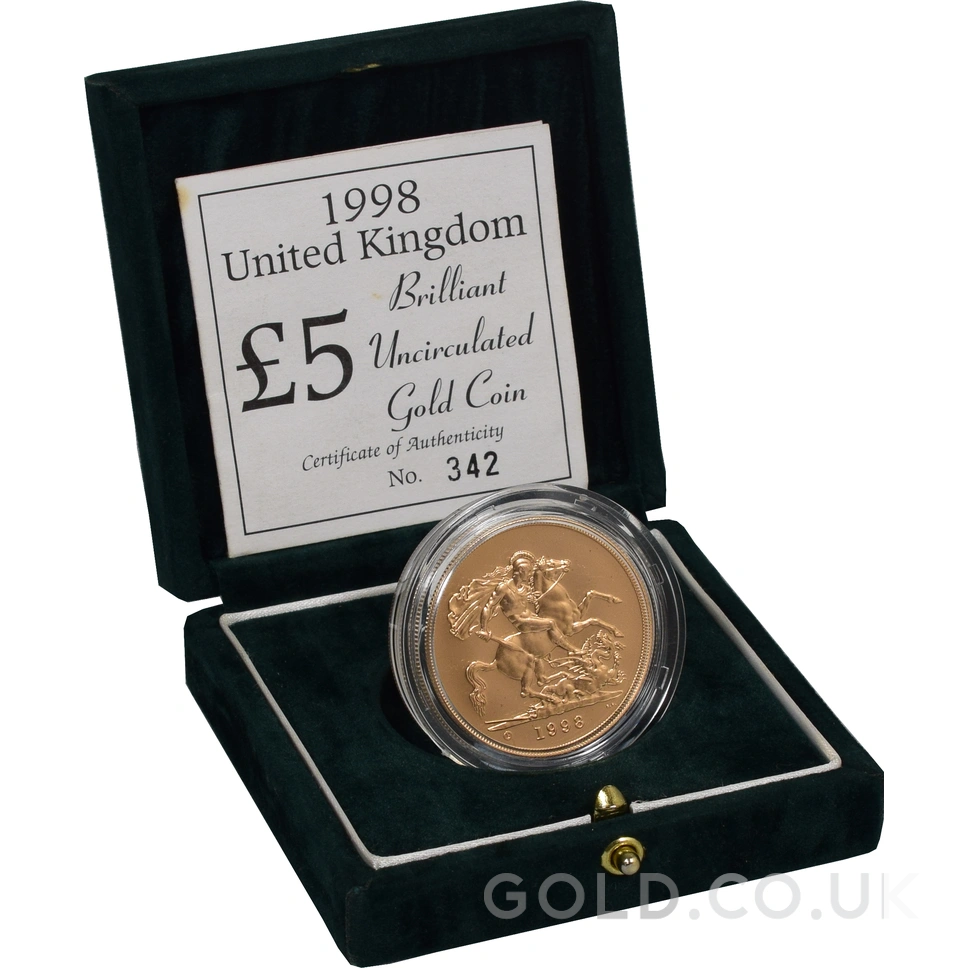 1998 Gold £5 Coin Brilliant Uncirculated Boxed