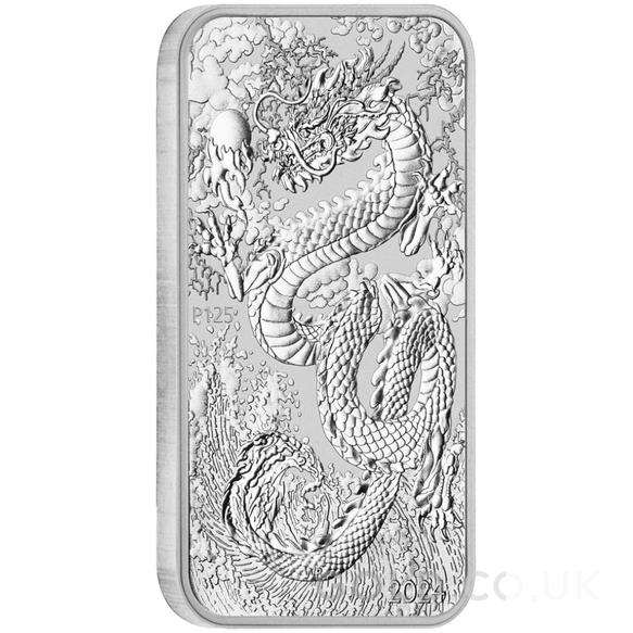 2024 Perth Mint 1oz Dragon Rectangular Silver Bar (Coin)
