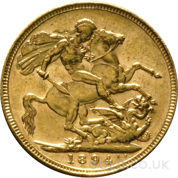 1894 Gold Sovereign Coin Queen Victoria Old Head