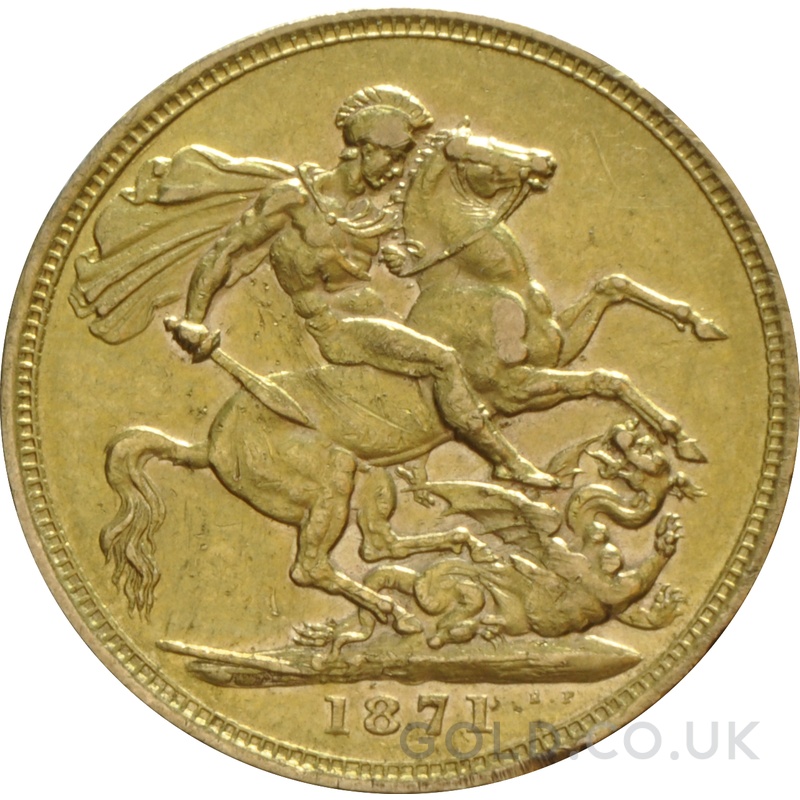 1871 Gold Sovereign Coin Queen Victoria Young Head