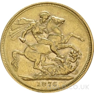 1876 Gold Sovereign Coin Victoria 