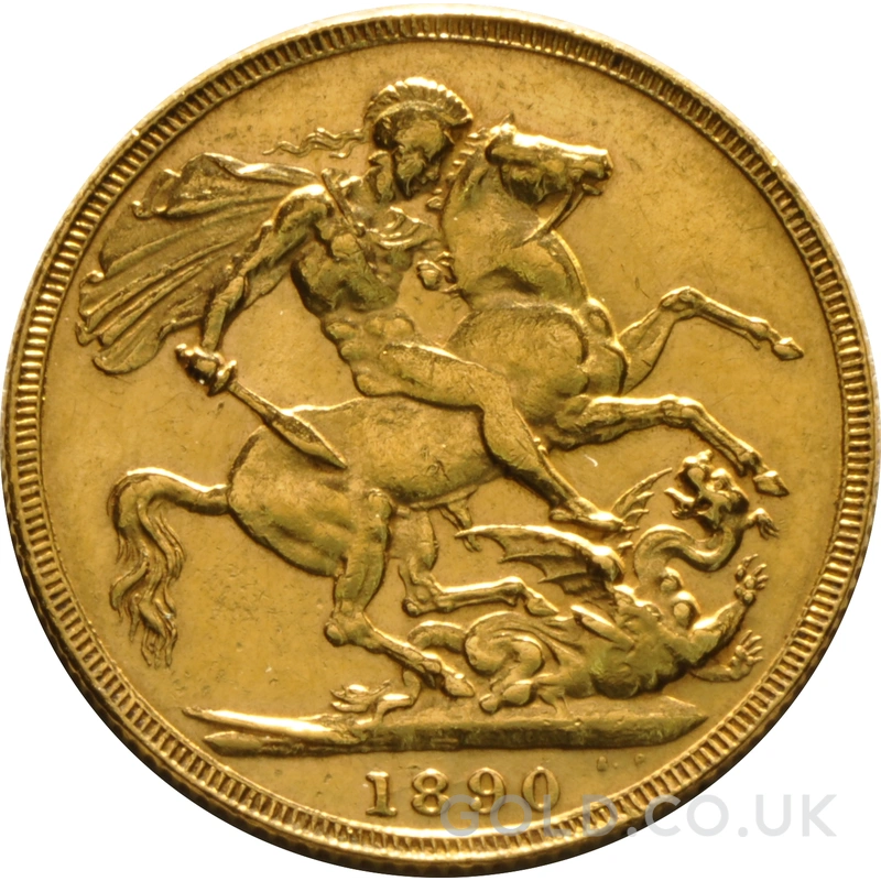 1890 Gold Sovereign Coin Queen Victoria Jubilee Head