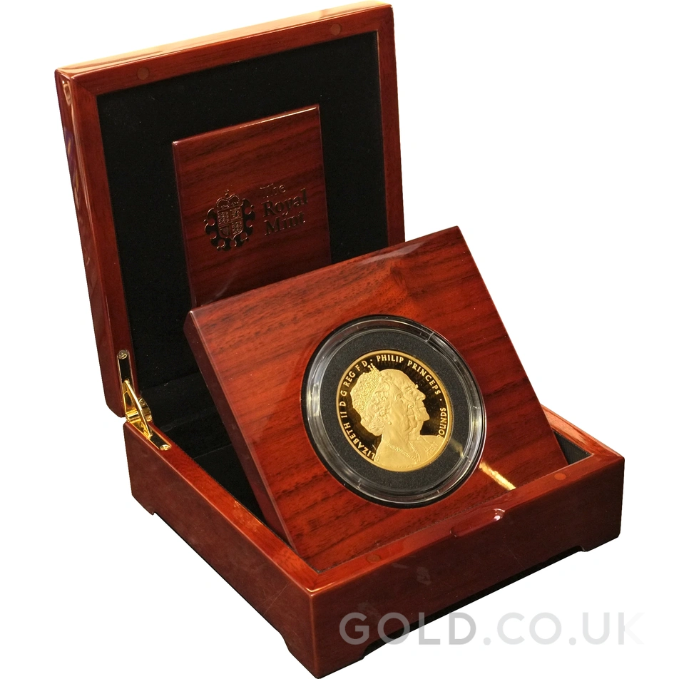2017 Platinum Wedding Anniversary 5oz Proof Gold £10 Coin Boxed