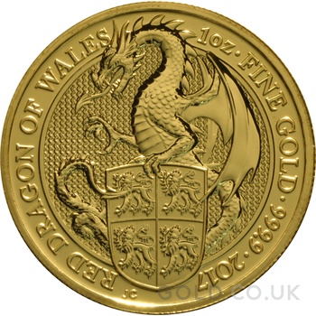2017 1oz Red Dragon of Wales Gold Coin Queen's Beasts