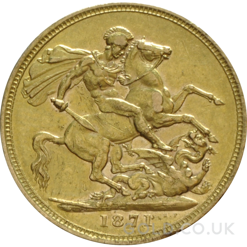 1871 Gold Sovereign Coin Queen Victoria Young Head