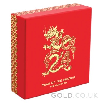 2024 Lunar Year of the Dragon 1oz Gilded Silver Coin Boxed