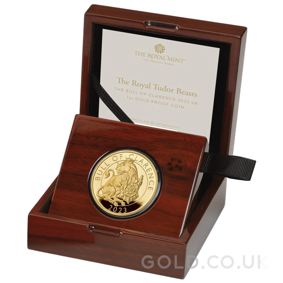 2023 Bull of Clarence Gold Coin Tudor Beasts 1oz Proof Boxed