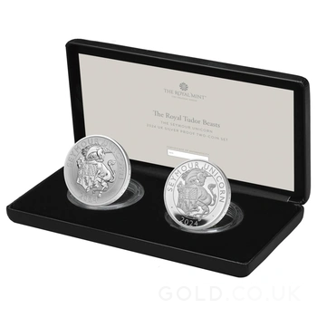 2024 Seymour Unicorn Silver Coin Tudor Beasts Proof 2 Coin Set Boxed