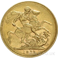 1872 Gold Sovereign Coin Victoria (M)