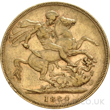 1884 Gold Sovereign Coin Queen Victoria Young Head Melbourne