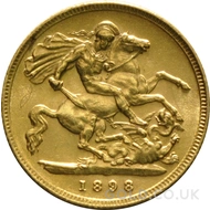 1898 Gold Half Sovereign Coin Victoria
