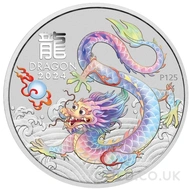 2024 White Dragon Painted Silver Year of the Dragon 1oz Coin