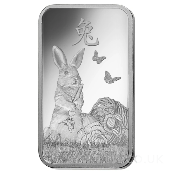 1oz Silver Bar 2023 Year of the Rabbit PAMP