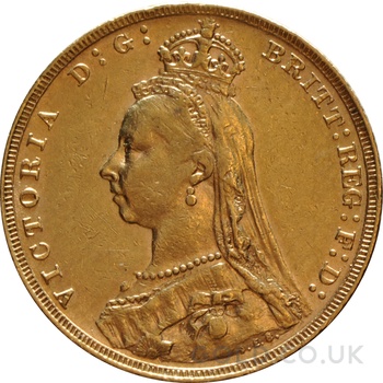 1892 Gold Sovereign Coin Queen Victoria Jubilee Head