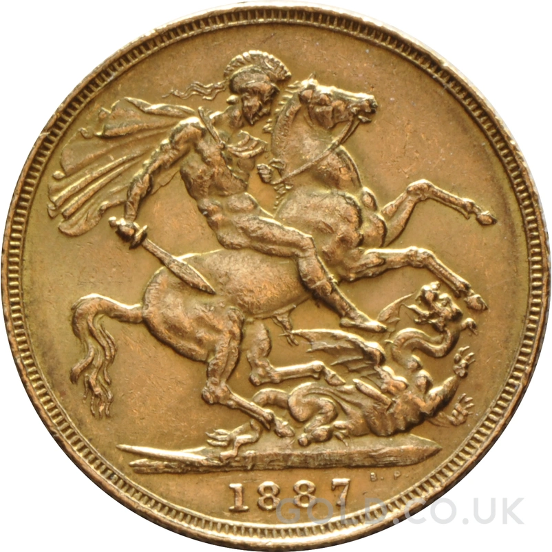 1887 Gold Sovereign Coin Queen Victoria Jubilee Head