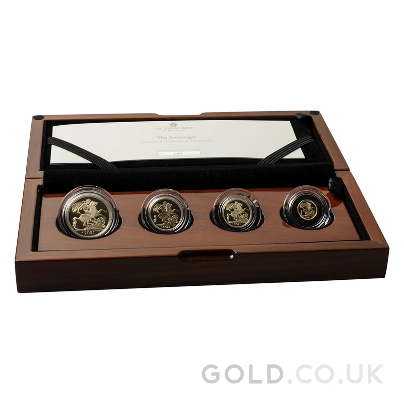 2021 Proof Gold Sovereign 4 Coin Set Smaller Boxed