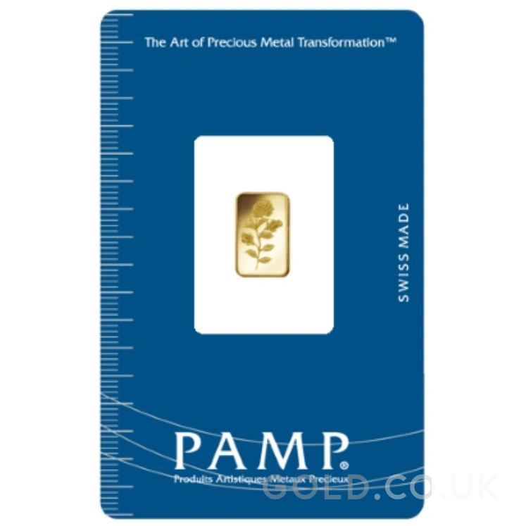 1g Gold Bar PAMP Rosa Minted