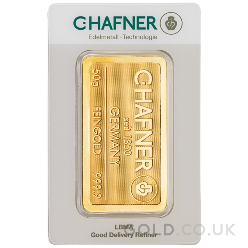 50g Gold Bar C. Hafner Minted