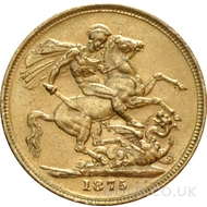 1875 Gold Sovereign Coin Victoria (S)