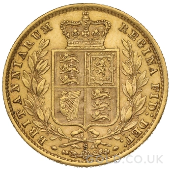 1877 Gold Sovereign Coin Queen Victoria Young Head Shield Back Sydney