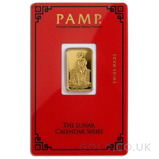 5g Gold Bar Year of the Dog PAMP