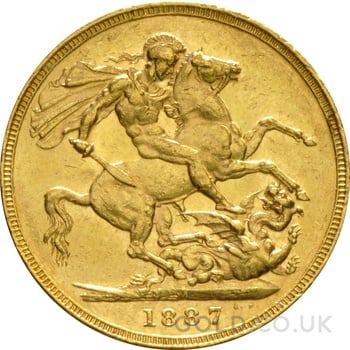 1887 Gold Sovereign Coin Queen Victoria Jubilee Head Melbourne