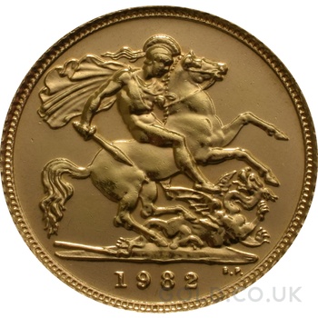 1982 Gold Half Sovereign Elizabeth II Decimal Head
